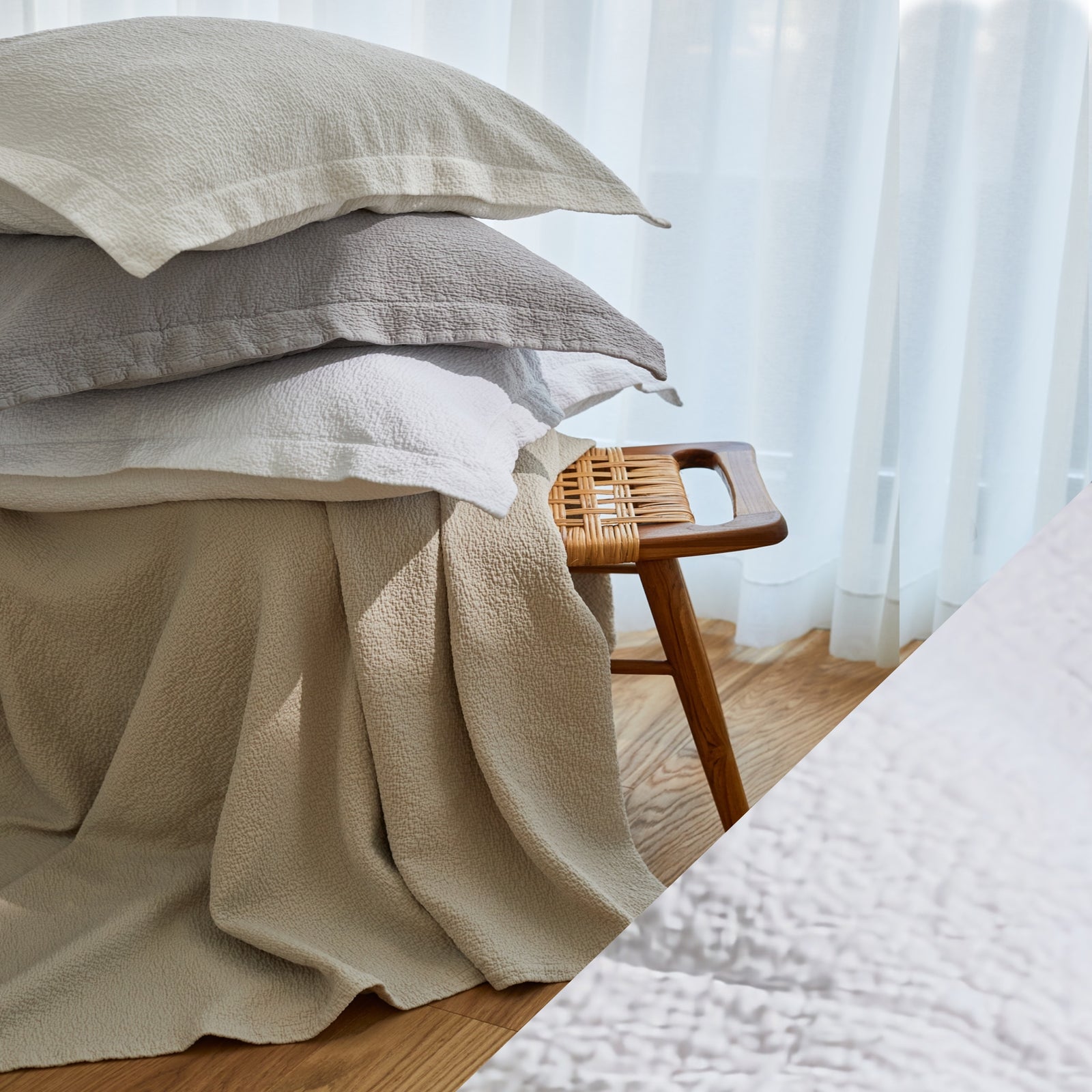 BOVI Lucca Matelass and Shams with Swatch White color