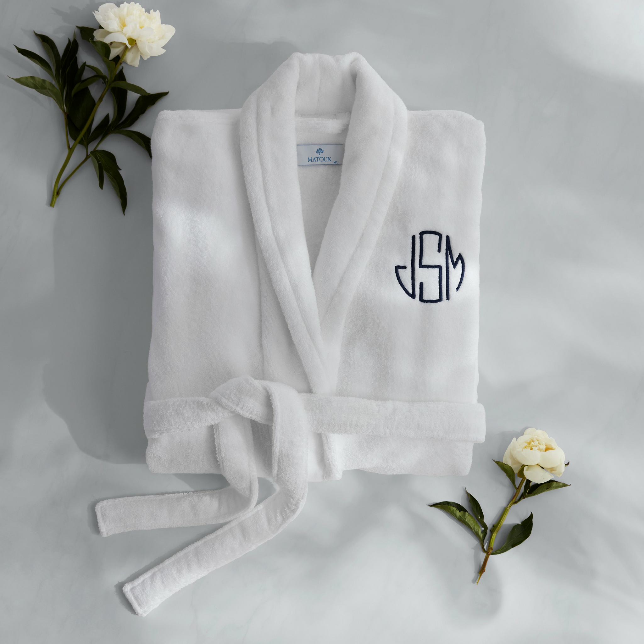 Folded Rpbe Matouk Milagro Bath Robe (Pool) | Soft and Cozy Luxury Robe - FLandB.com