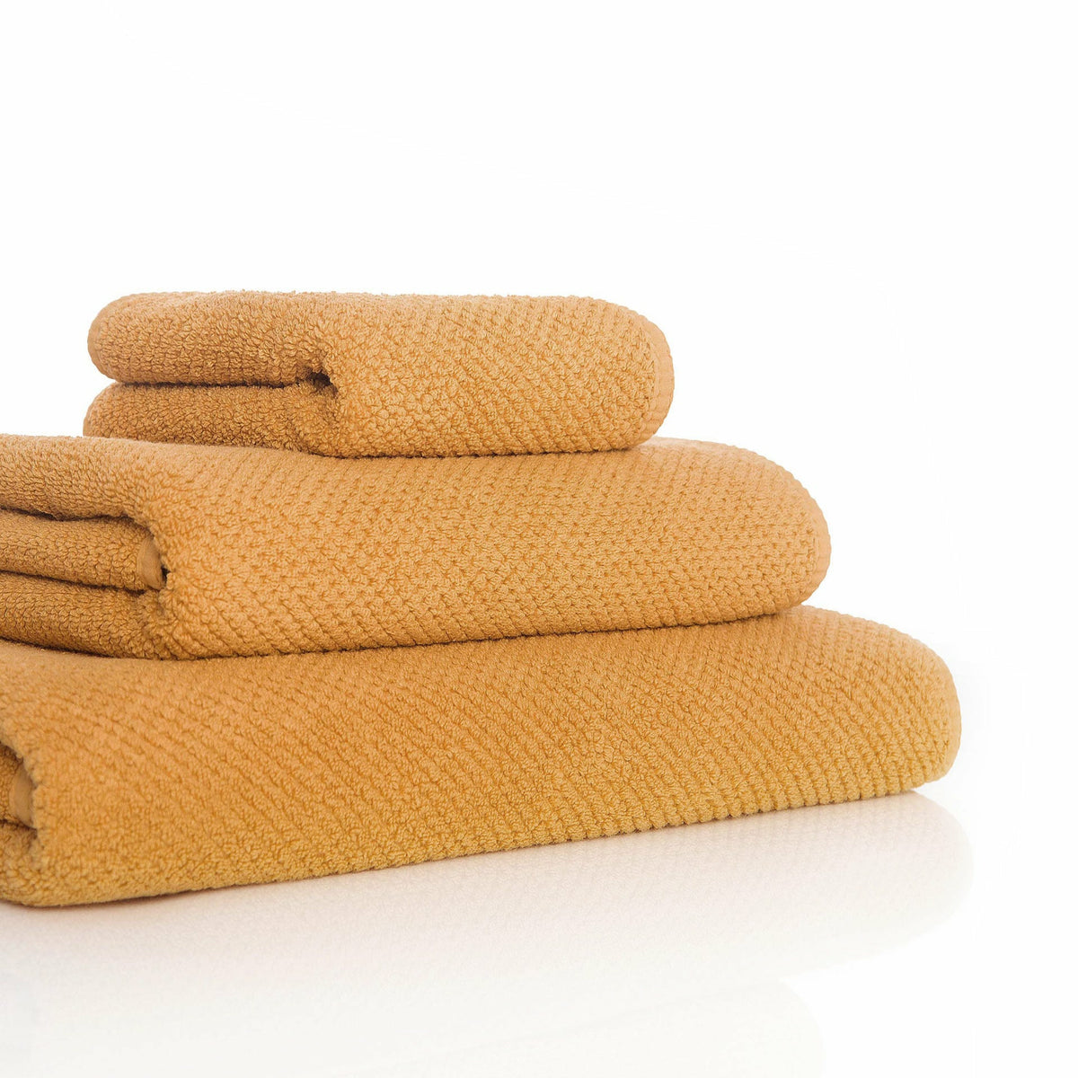 Graccioza Bee Waffle Towels Stack Slanted Camel Fine Linens