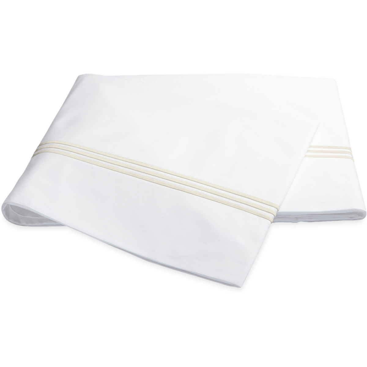 Matouk Bel Tempo Bedding Flat Sheet White/Ivory Fine Linens