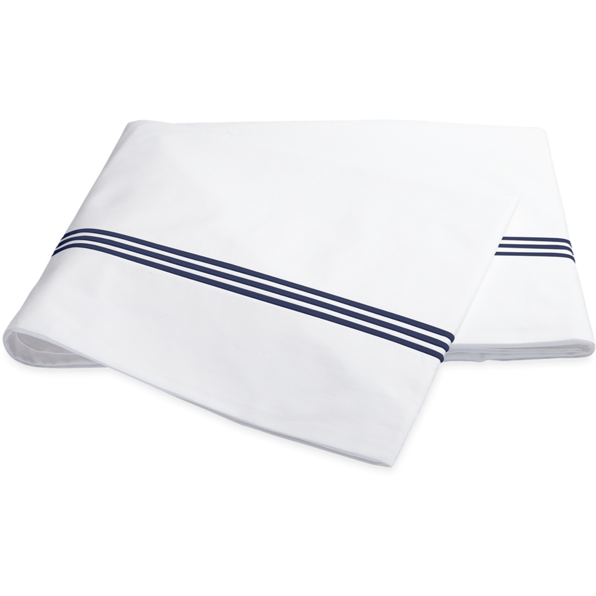 Matouk Bel Tempo Bedding Flat Sheet Navy Fine Linens