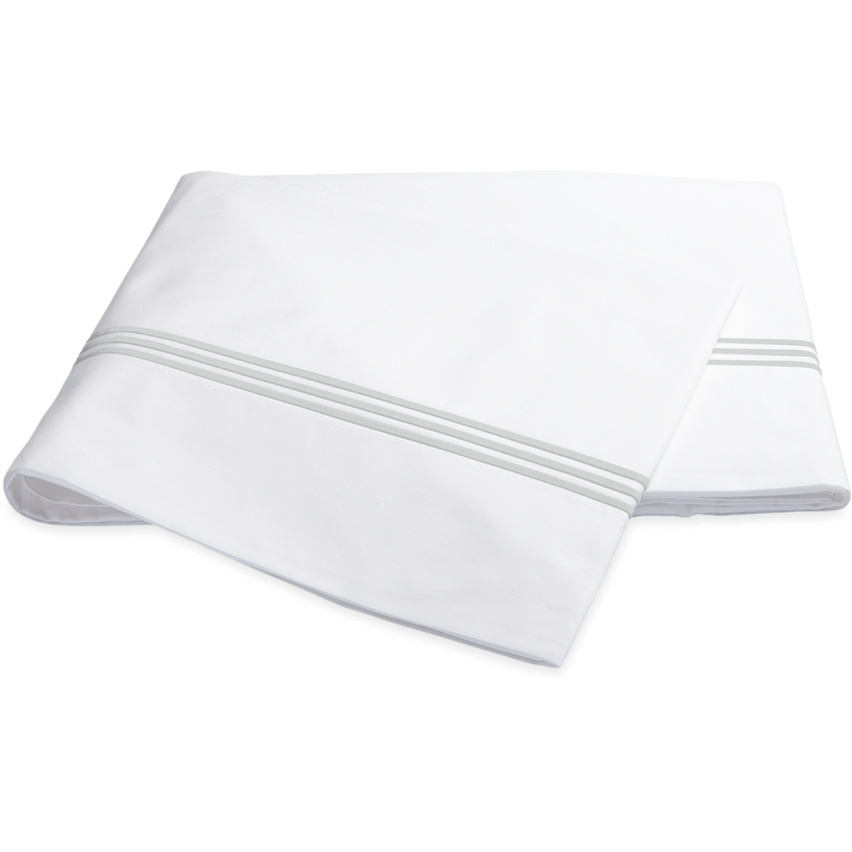 Matouk Bel Tempo Bedding Flat Sheet Silver Fine Linens
