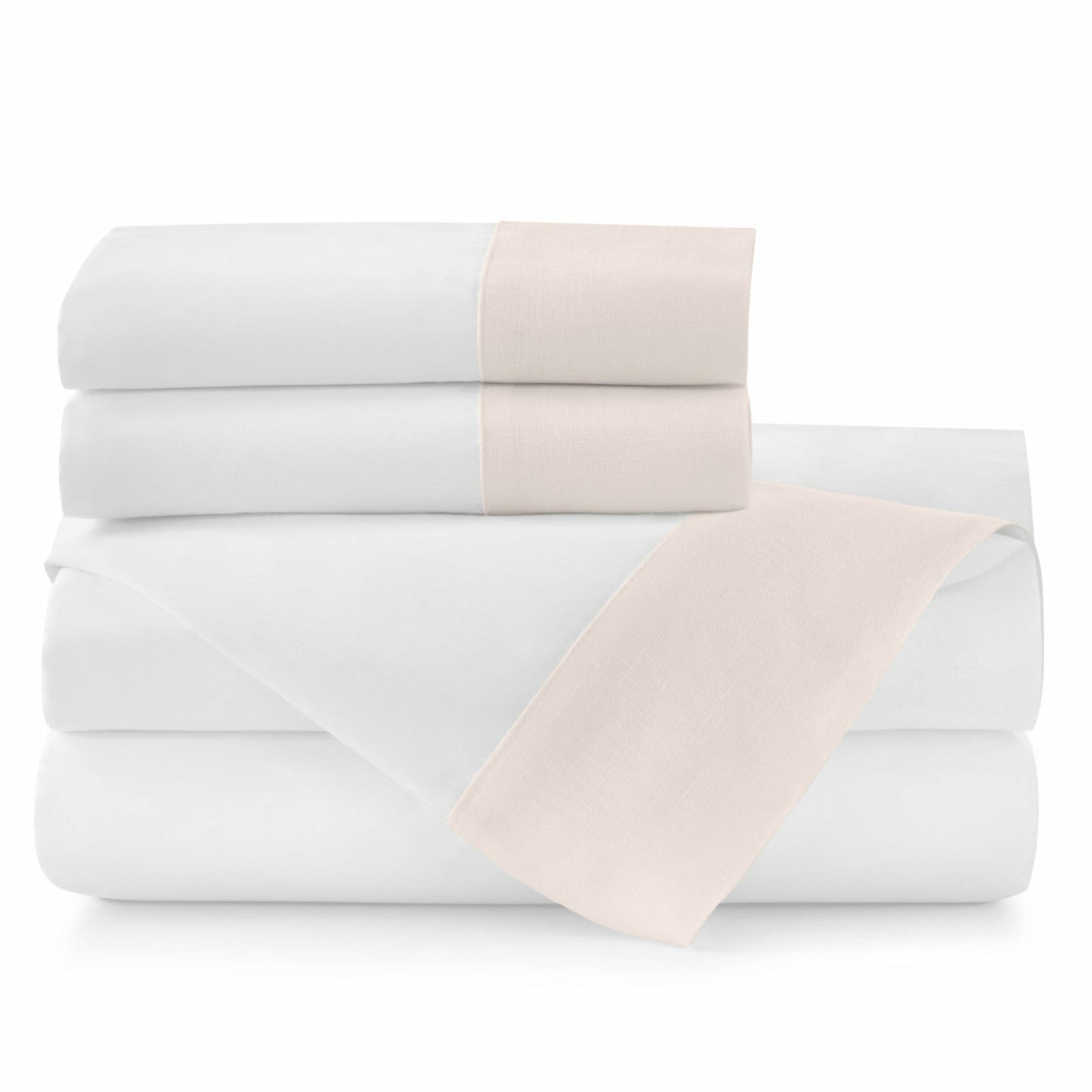 Peacock Alley Mandalay Linen Cuff Bedding Sheet Set Blush Fine Linens