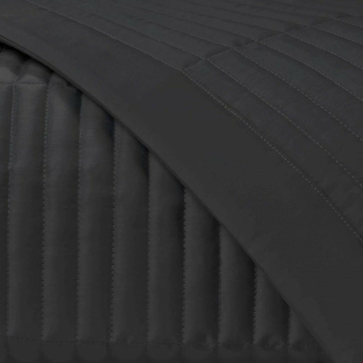 Home Treasures Channel Pattern Quilted Bedding Black Fine Linens