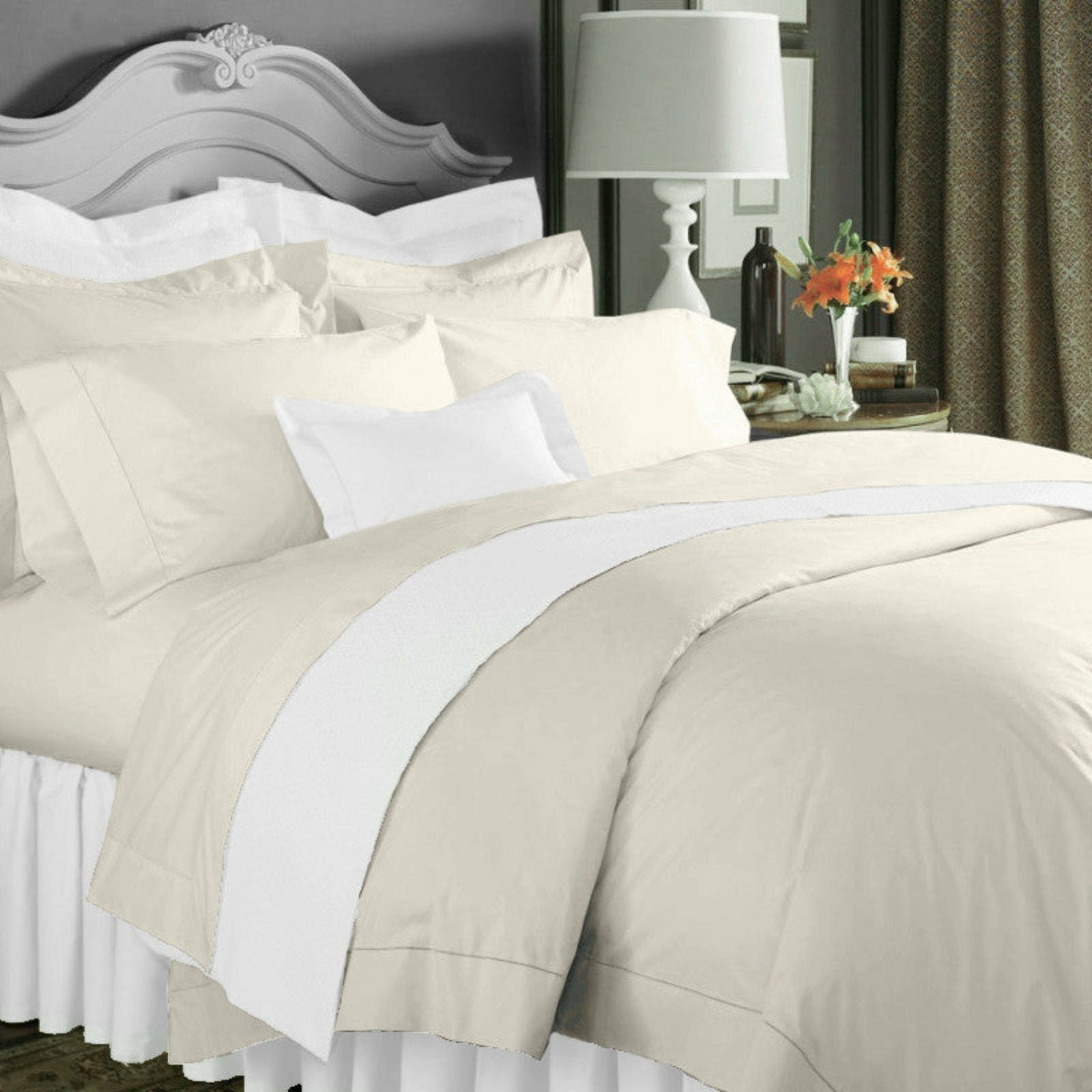 Sferra Celeste Percale Bed Main Mushroom Fine Linens