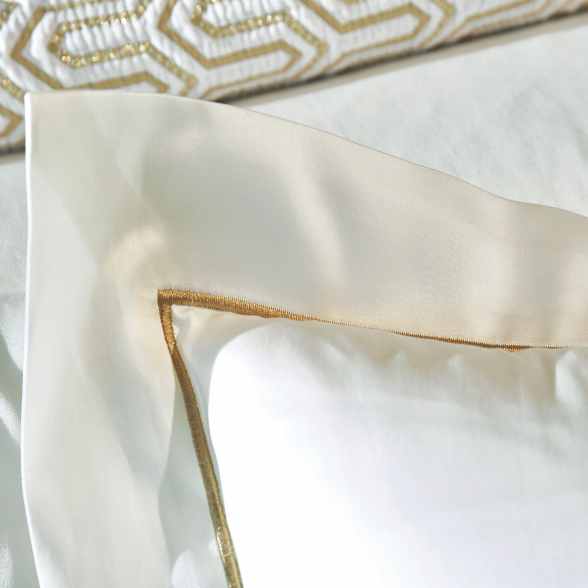 Corner Lifestyle Shot of Pillowcase of Celso de Lemos Bourdon Bedding