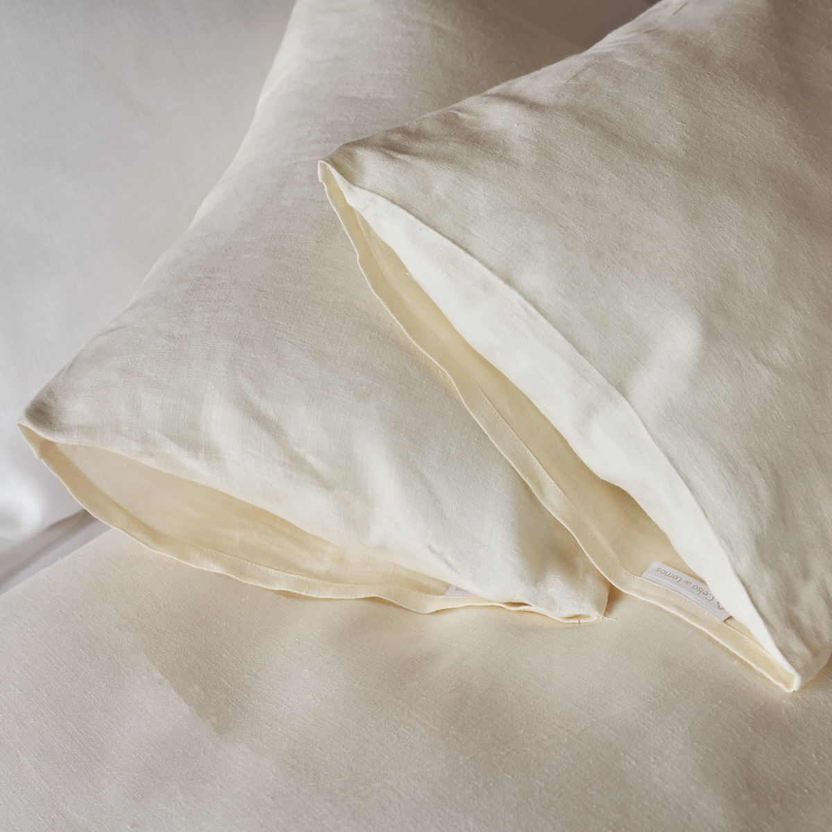 Pillowcases Detail of Celso de Lemos Moon Collection in Naturel Color
