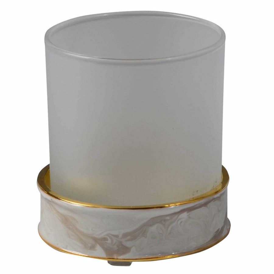 Mike and Ally Marbleous Bath Accessories Tumbler Oatmeal/Gold