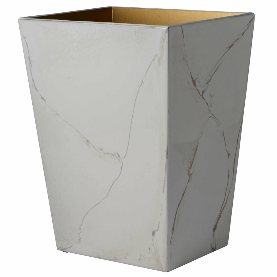 Mike and Ally Marbleous Bath Accessories Wastebasket Oatmeal/Gold