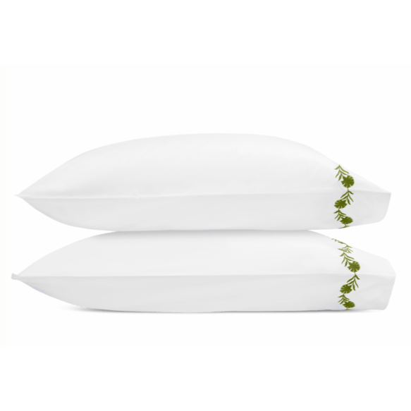 Matouk Daphne Bedding Pair of two Pillowcases Collection Grass Fine Linens