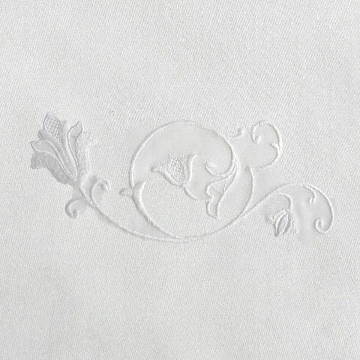 Dea Broccato Embroidered Bedding Swatch White Fine Linens