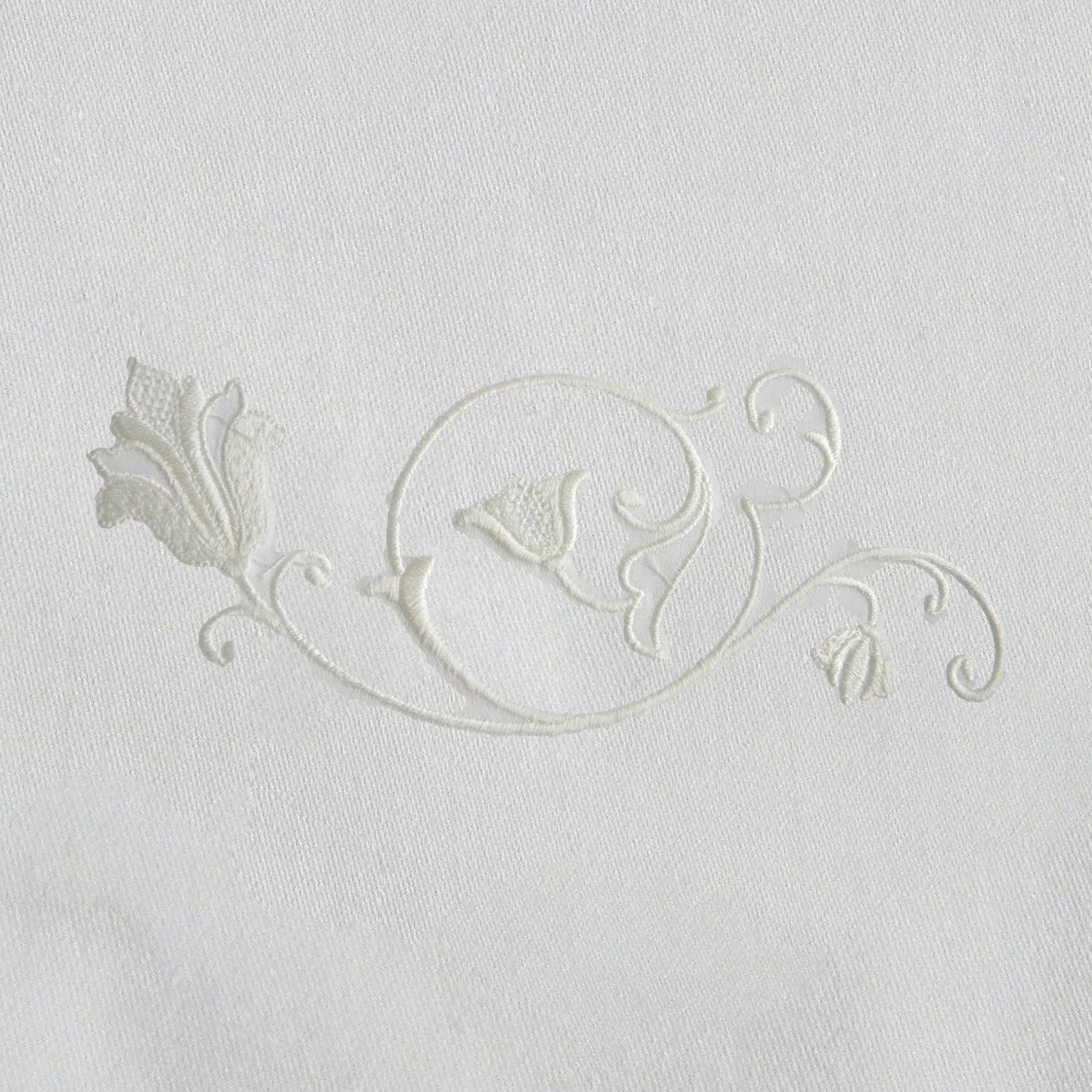  Dea Broccato Embroidered Bedding Swatch White/Ivory Fine Linens