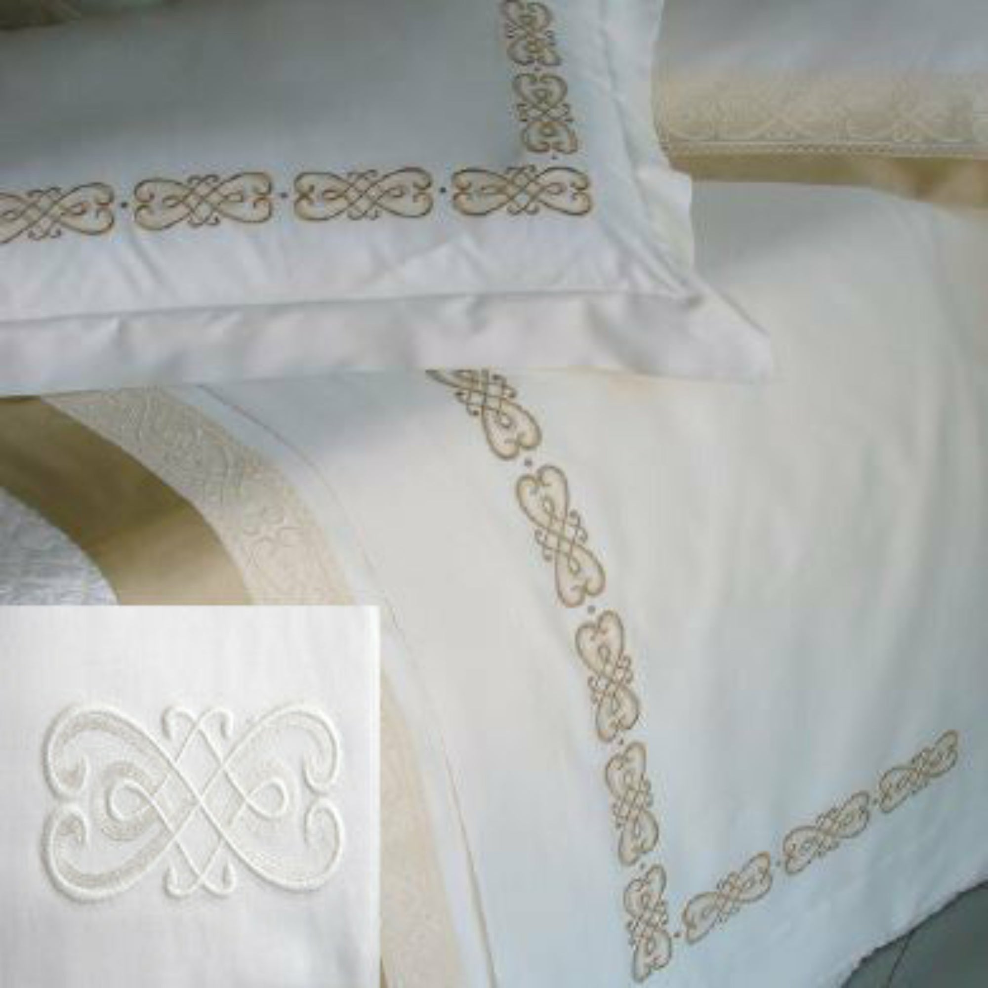 Dea Gianna Embroidered Bedding Ivory Fine Linens