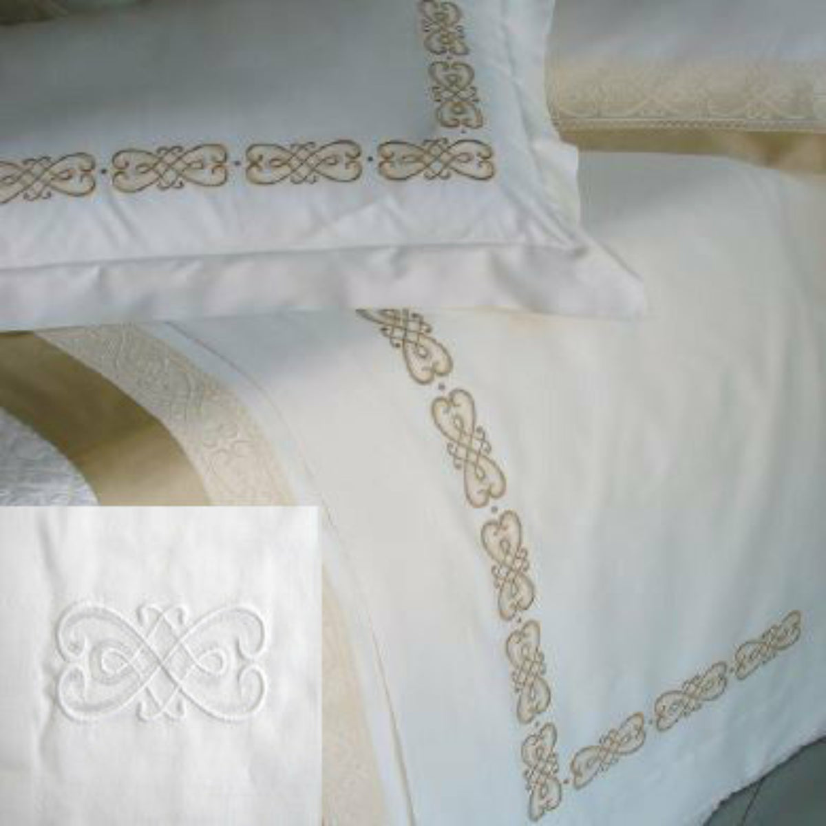 Dea Gianna Embroidered Bedding White Fine Linens