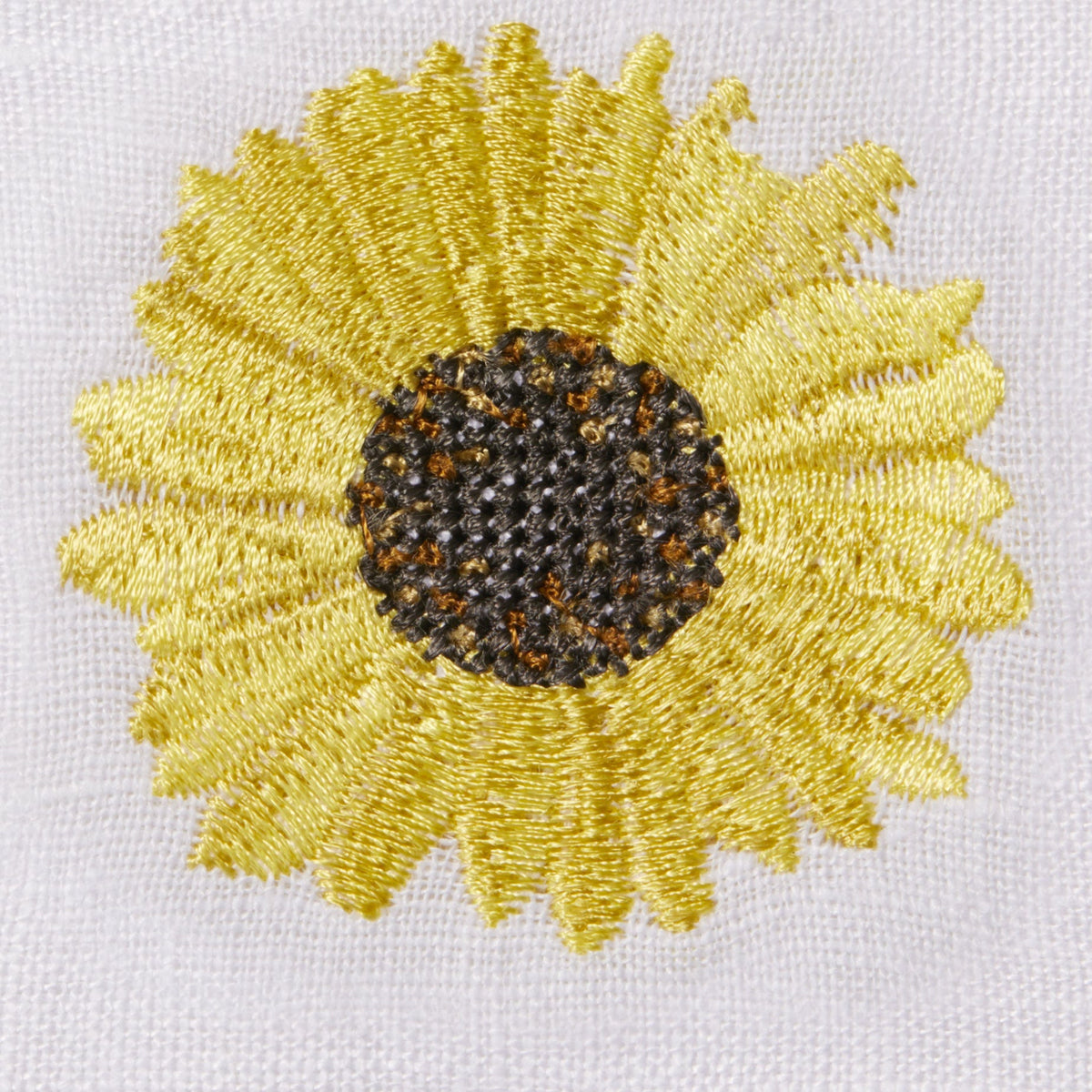 Sferra Fiori Embroidered Cocktail Napkin Swath Sunflower Fine Linens