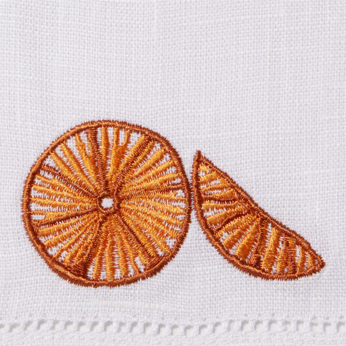 Sferra Frutta Embroidered Cocktail Napkins Swatch Orange Fine Linens