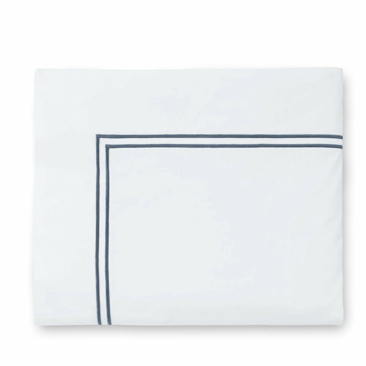 Sferra Grande Hotel Collection Flat Sheet White/Cadet Fine Linens