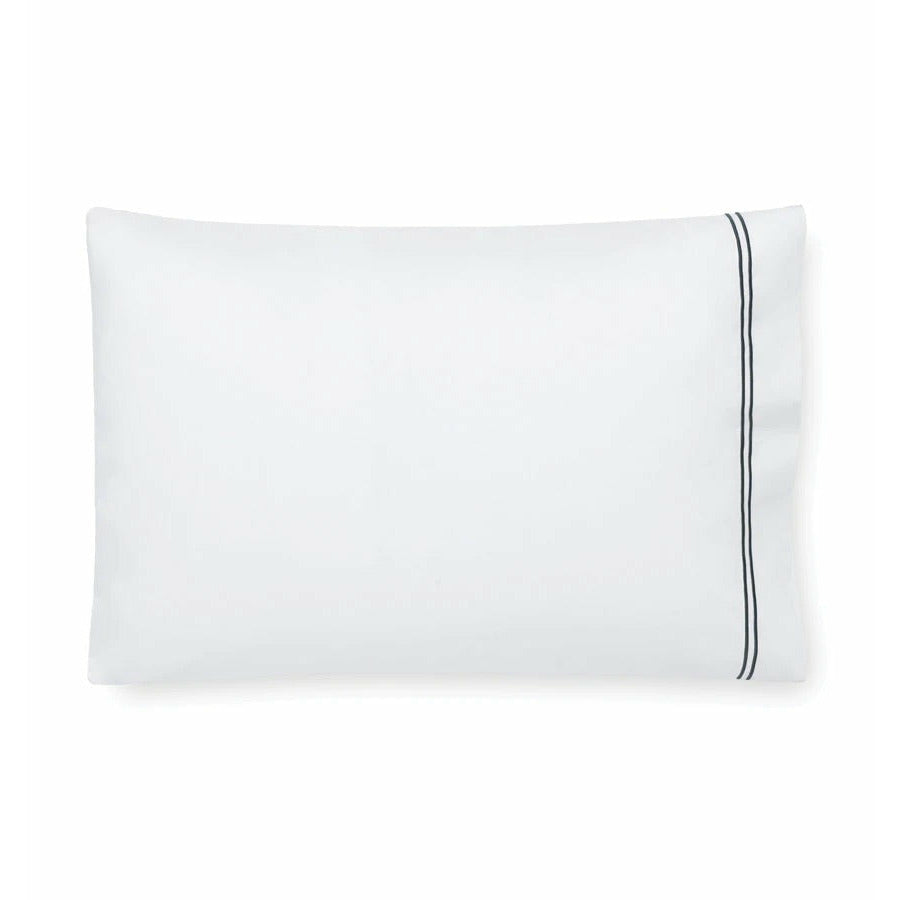 Sferra Grande Hotel Collection Pair of Two Pillowcases White/Black Fine Linens