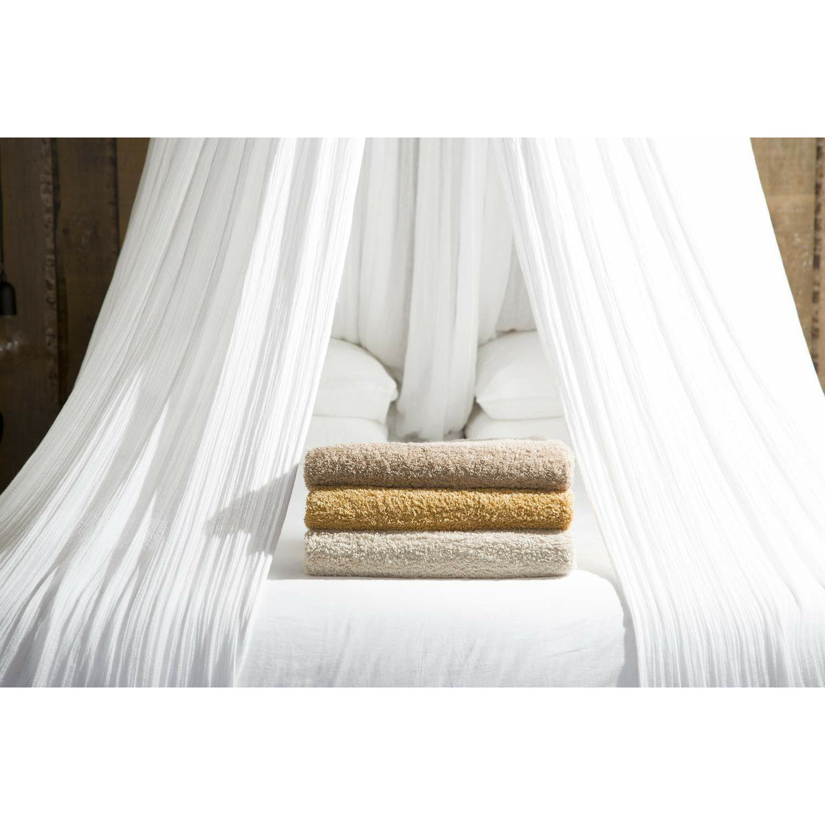 Abyss Super Pile Bath Towels On Bed Fine Linens