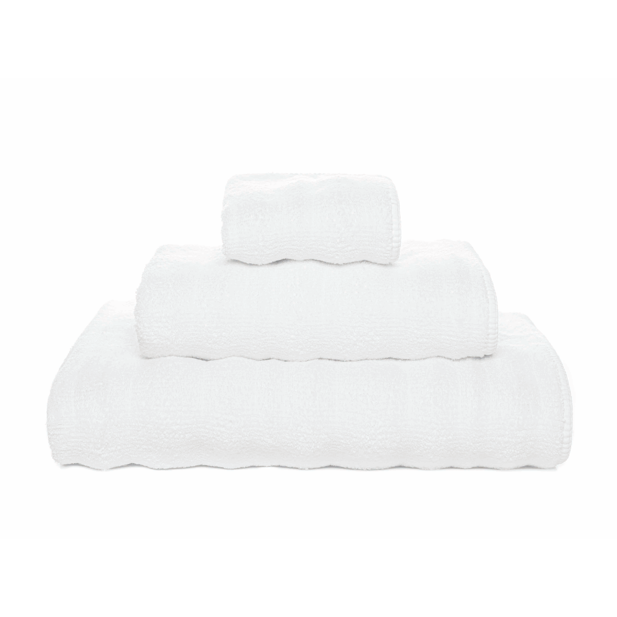 Stack of Gracioza Alentejo Bath Towels Color White