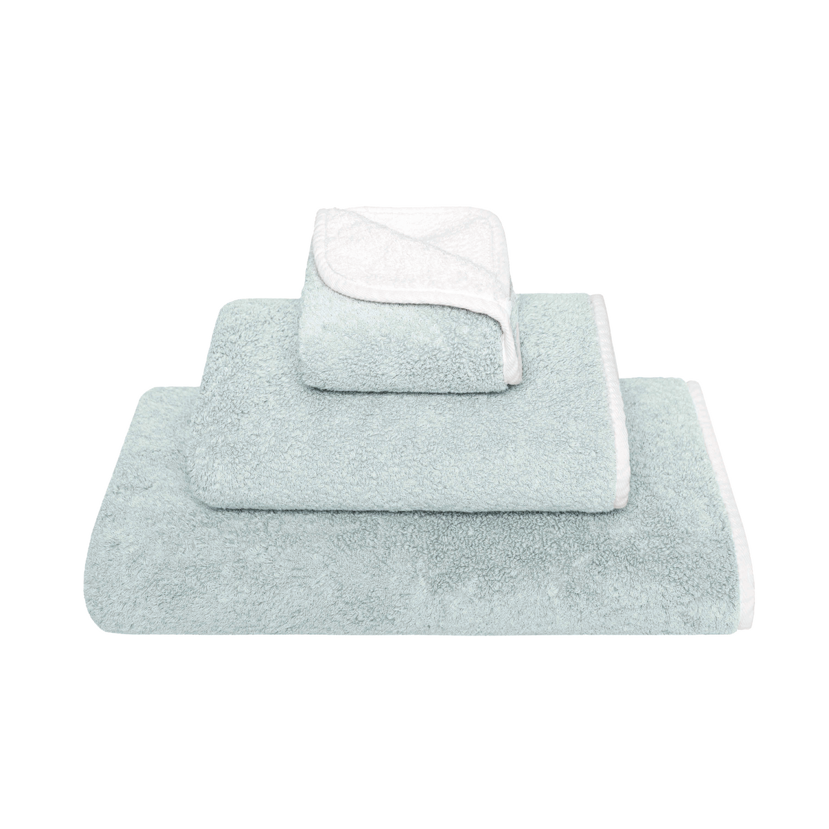 Clear Image of Graccioza Bicolore Bath Towels in Sea Mist White