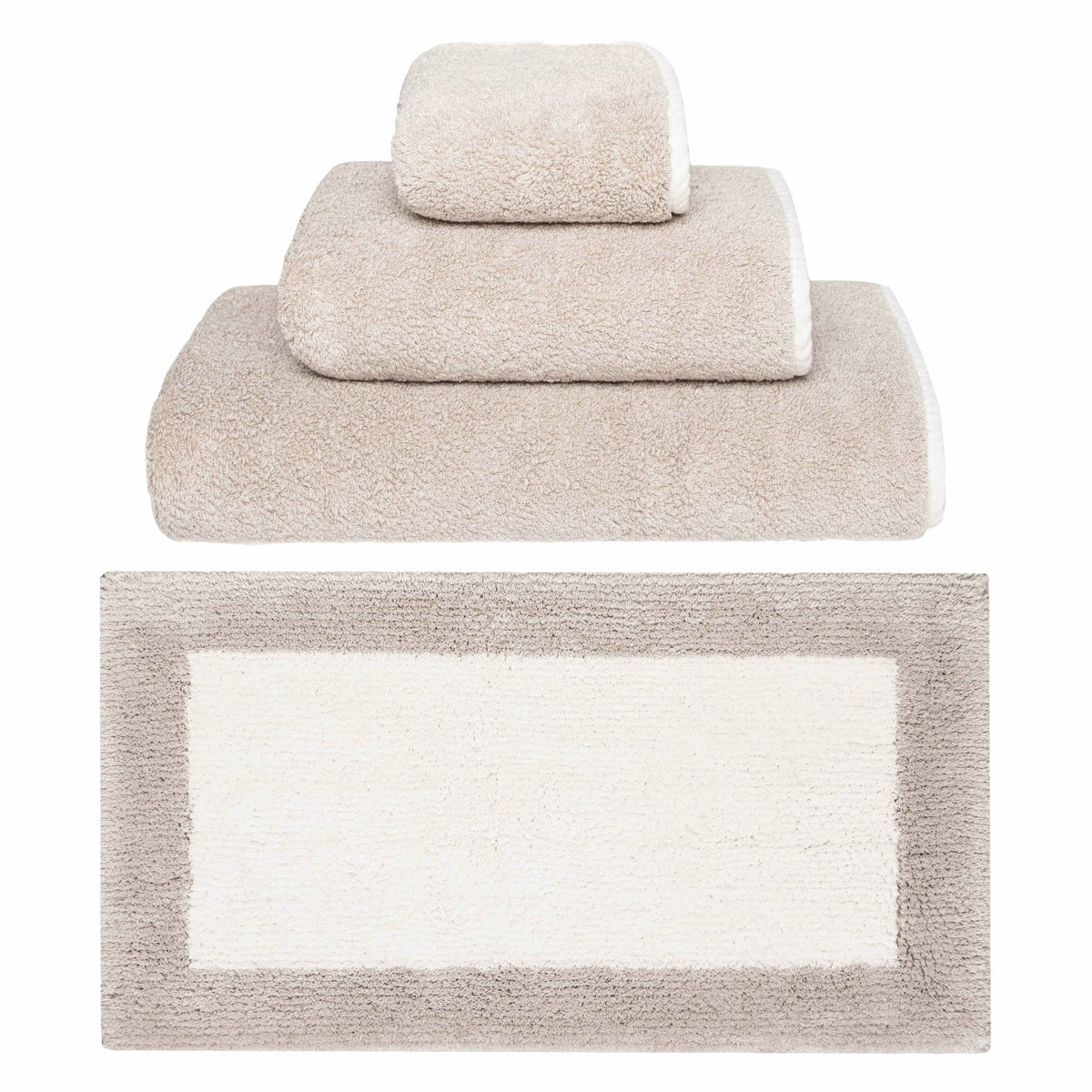Graccioza Bicolore Bath Towels and Rugs Main Fog/Snow Fine Linens