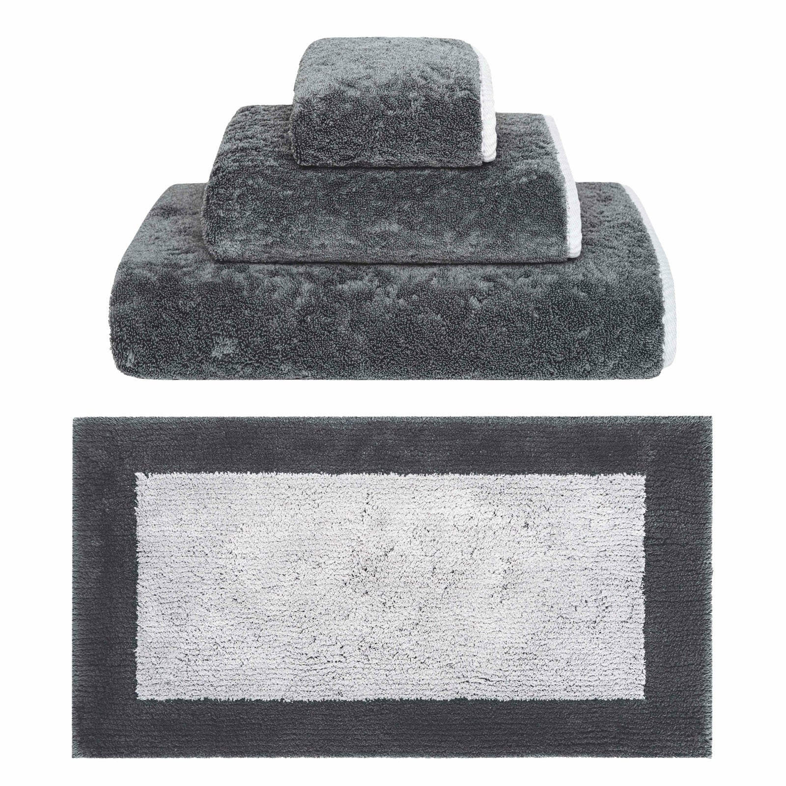 Graccioza Bicolore Bath Towels and Rugs Main Storm/Silver Fine Linens