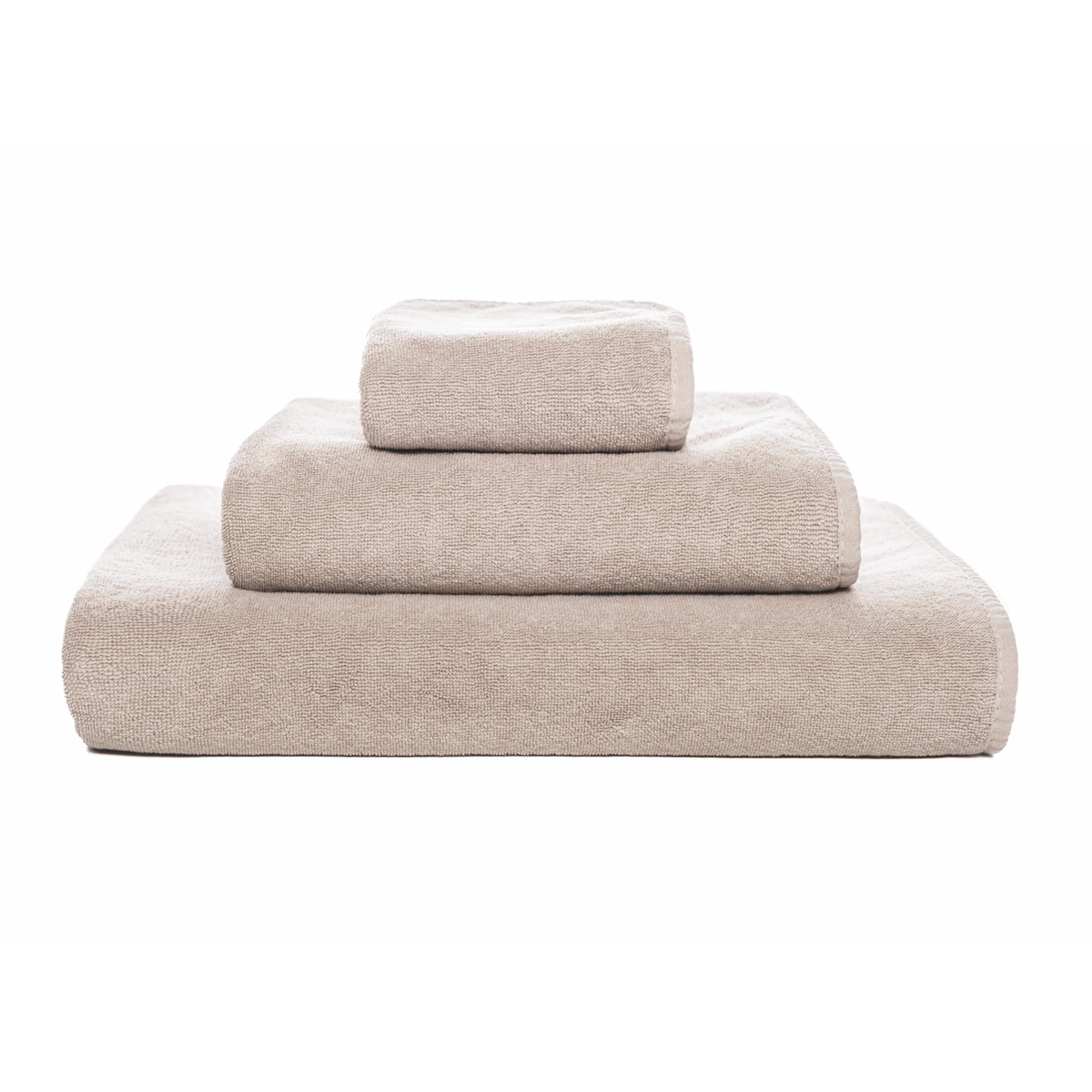 Stack of Graccioza Cool Bath Towels in Color Fog 