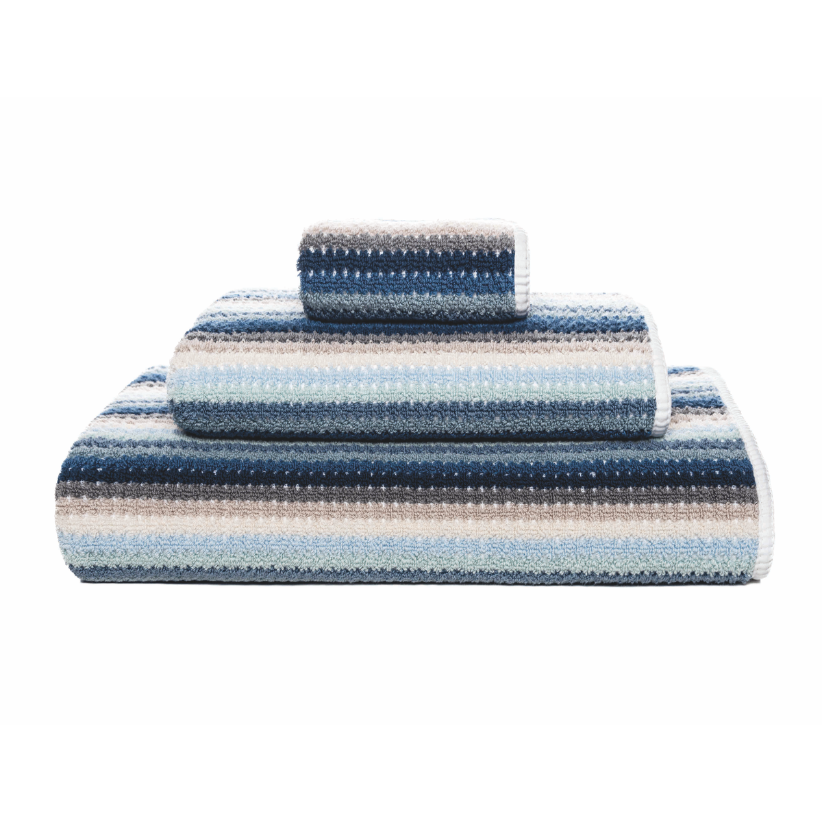 Stack of Graccioza Lollypop Bath Towels Against White Background in Blue Color
