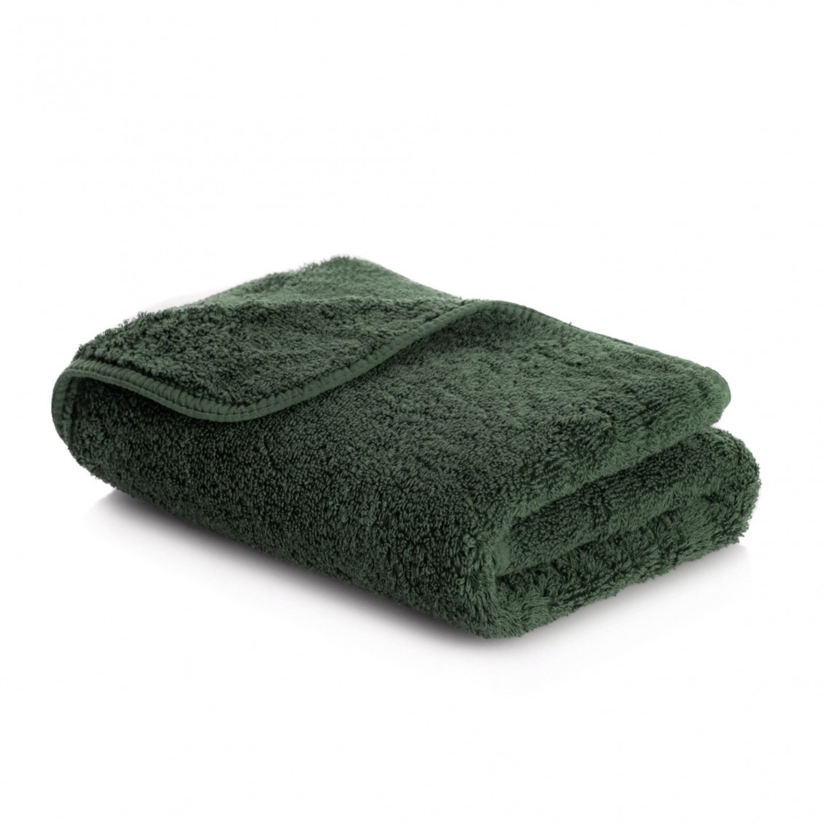 Folded Graccioza Long Double Loop Bath Towel in Moss Color