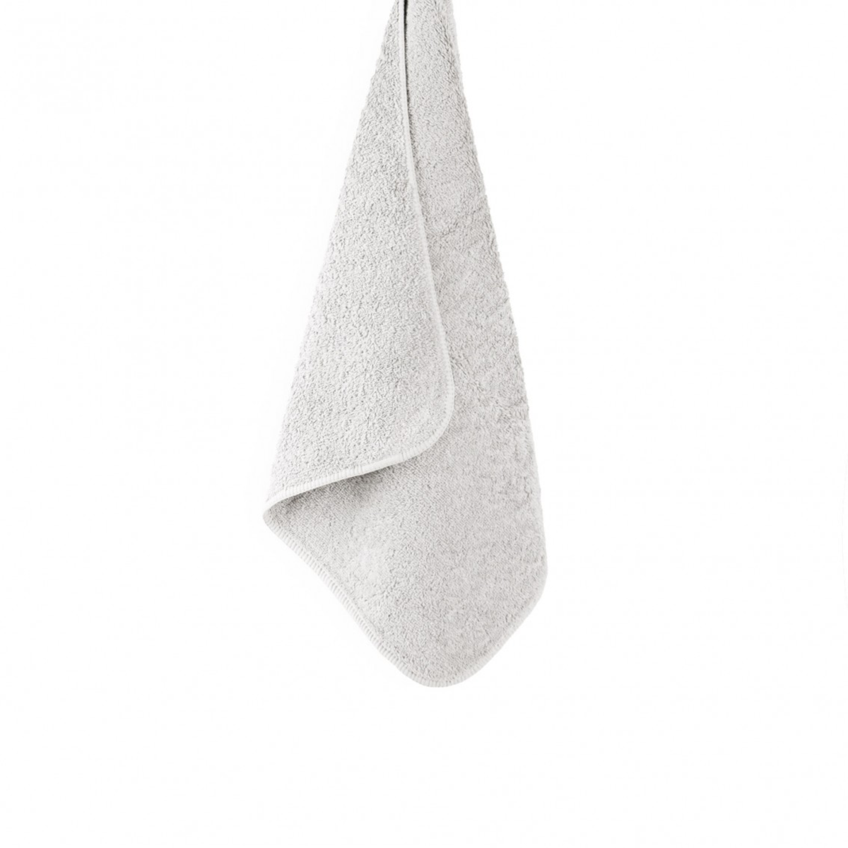 Graccioza Long Double Loop Bath Towels in Cloud Color Hanging Against a White Background