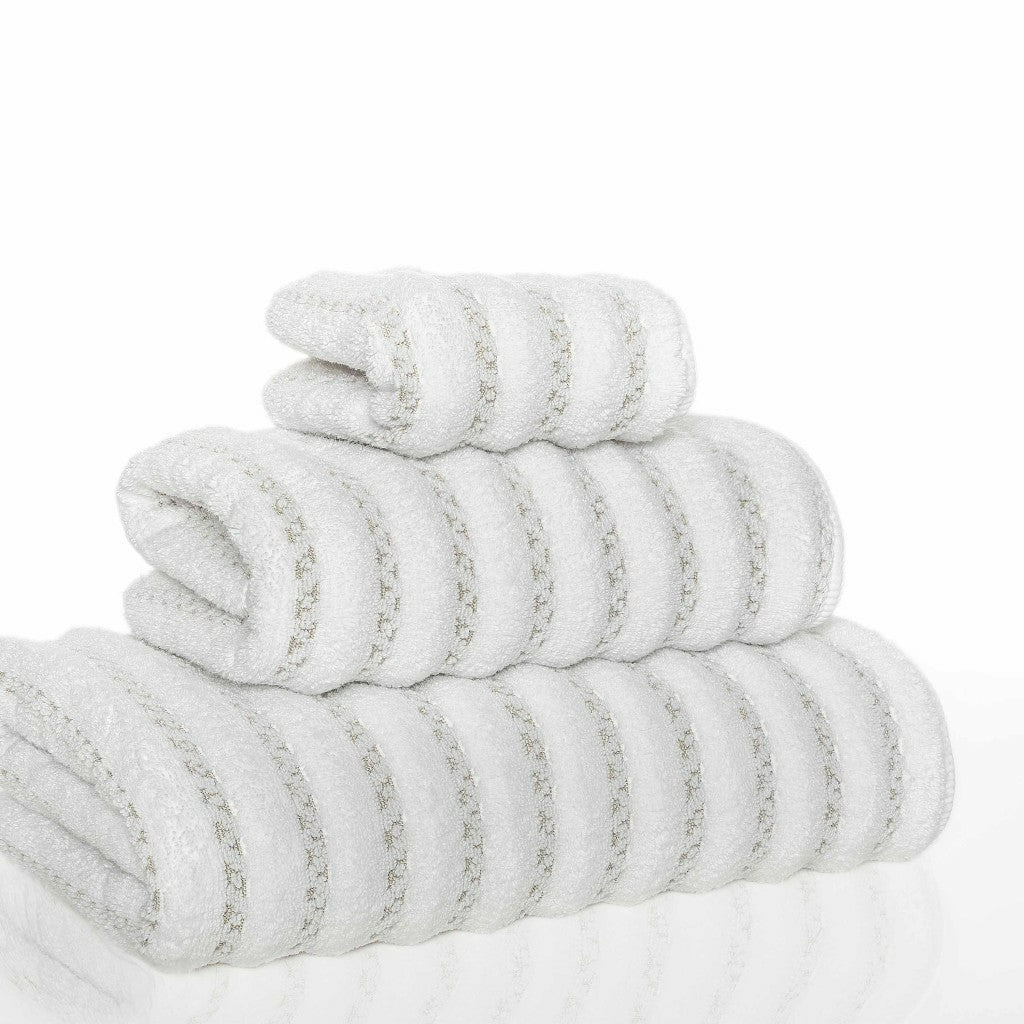Graccioza Petra Bath Towels and Rugs Stack Slanted White Fine Linens