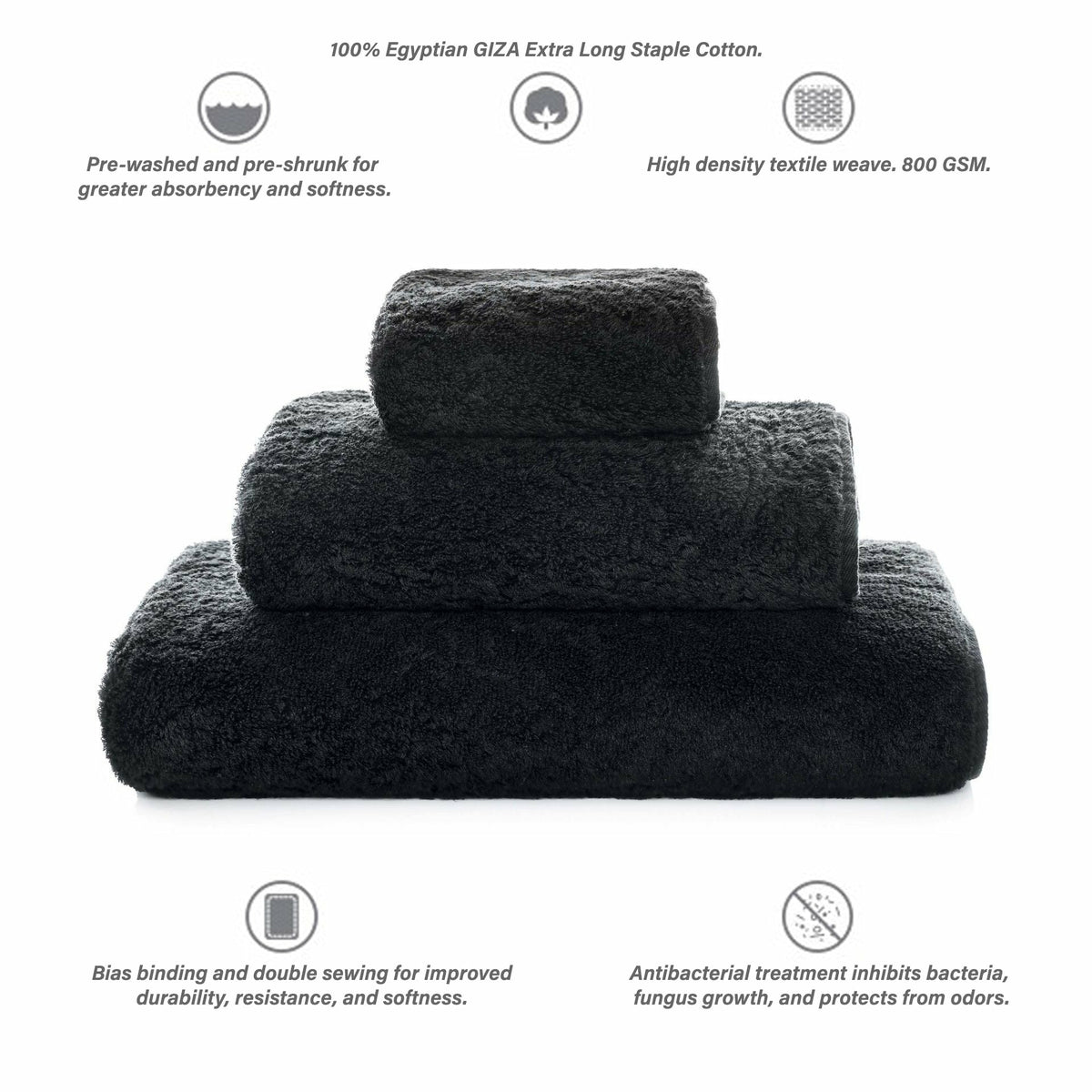 Graccioza Egoist Bath Towel Info Black Fine Linens