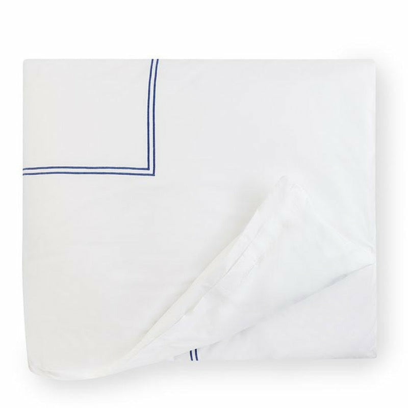 Sferra Grande Hotel Collection Duvet Cover White/Navy Fine Linens