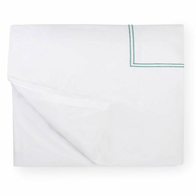 Sferra Grande Hotel Collection Duvet Cover White/Aqua Fine Linens