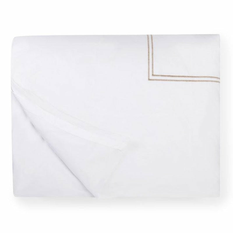 Sferra Grande Hotel Collection Duvet Cover White/Taupe Fine Linens
