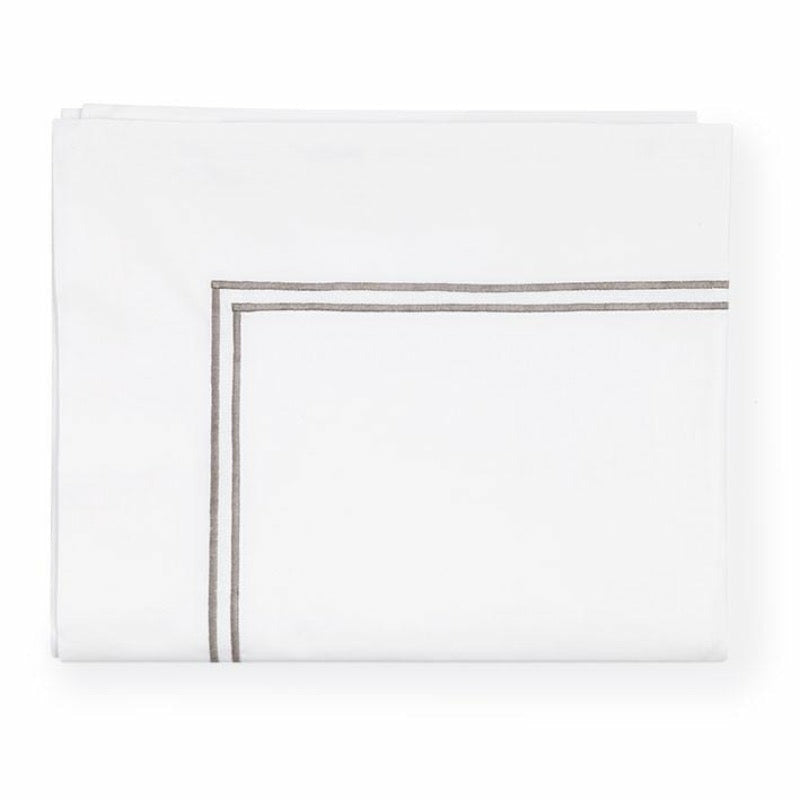 Sferra Grande Hotel Collection Flat Sheet White/Grey Fine Linens