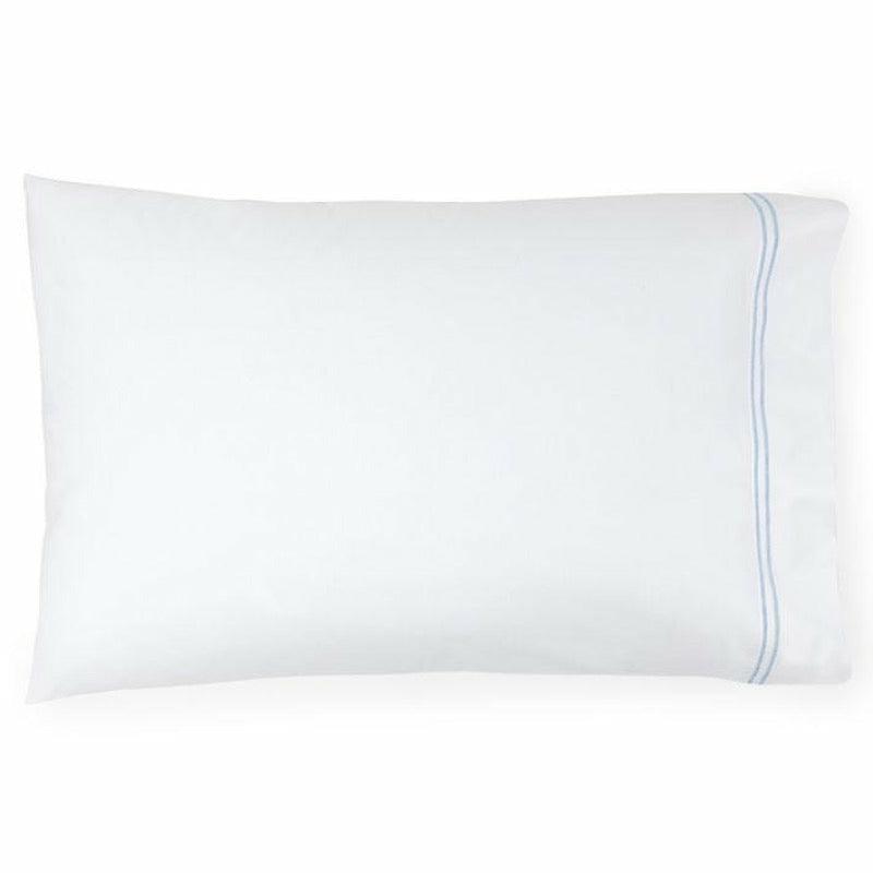 Sferra Grande Hotel Collection Pair of Two Pillowcases White/Blue Fine Linens