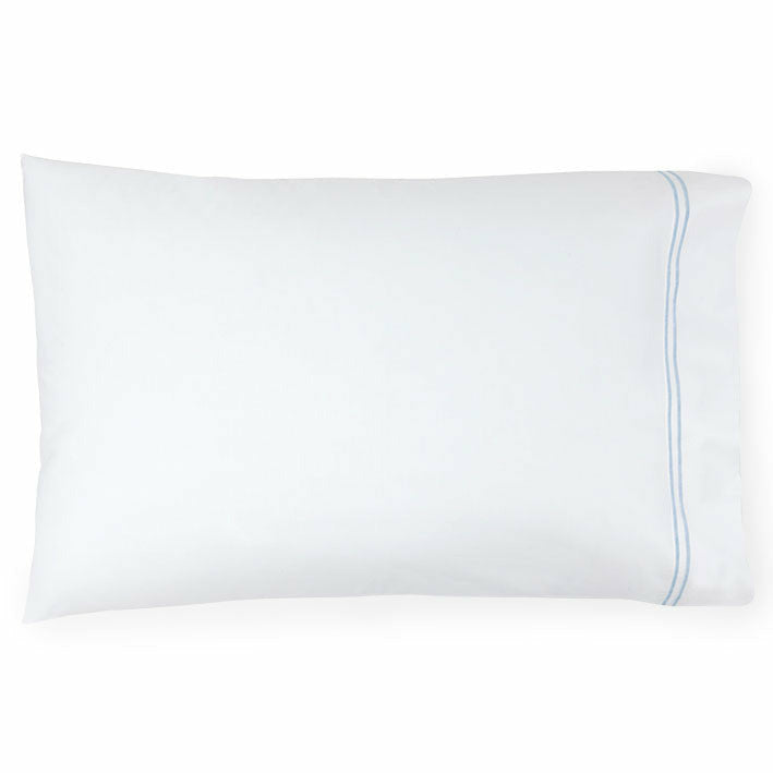 Sferra Grande Hotel Collection Pair of Two Pillowcases White/Blue Fine Linens