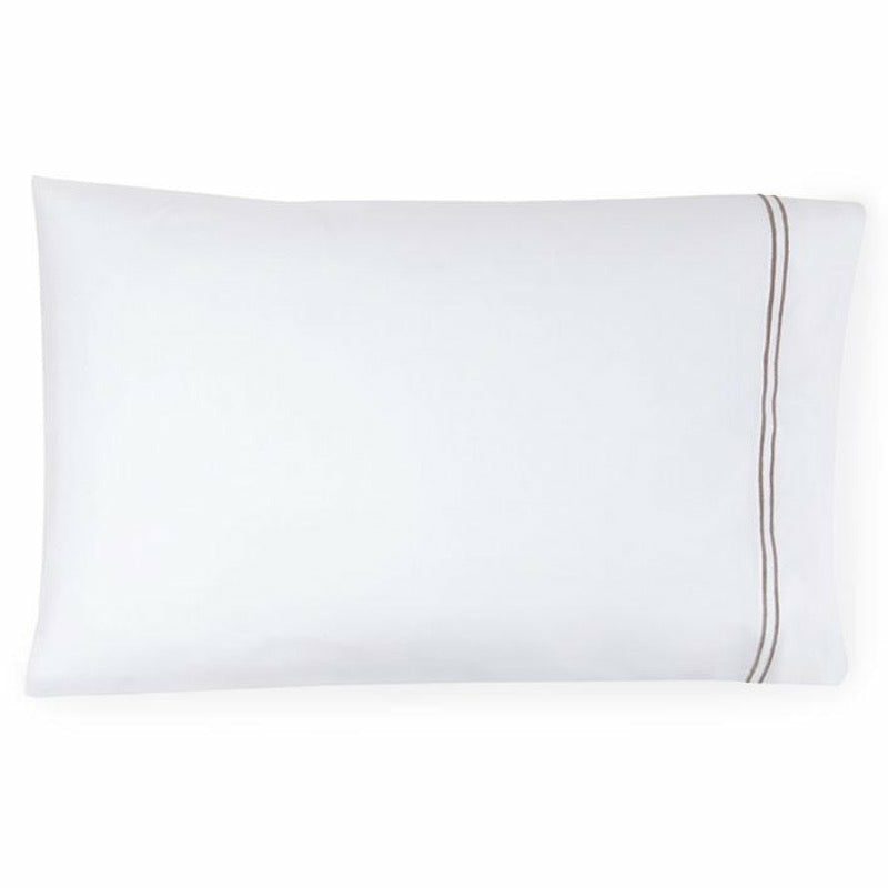 Sferra Grande Hotel Collection Pair of Two Pillowcases White/Grey Fine Linens