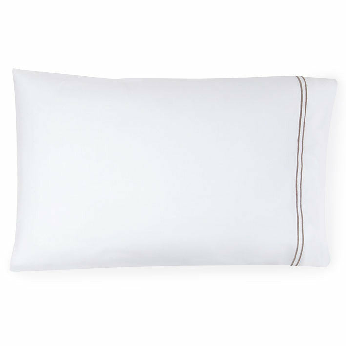 Sferra Grande Hotel Collection Pair of Two Pillowcases White/Grey Fine Linens
