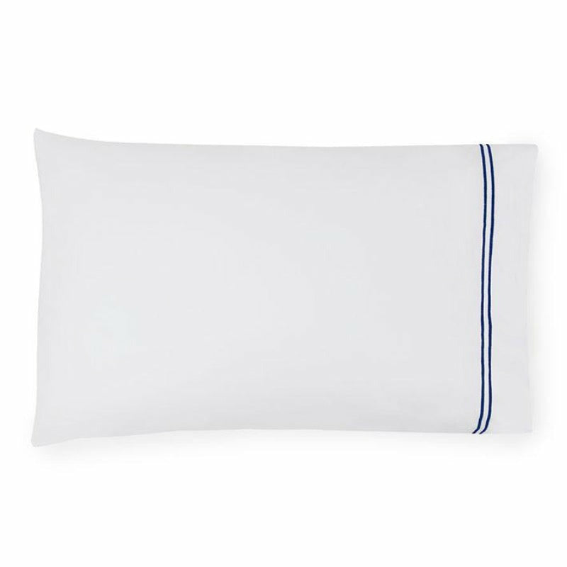 Sferra Grande Hotel Collection Pair of Two Pillowcases White/Navy Fine Linens