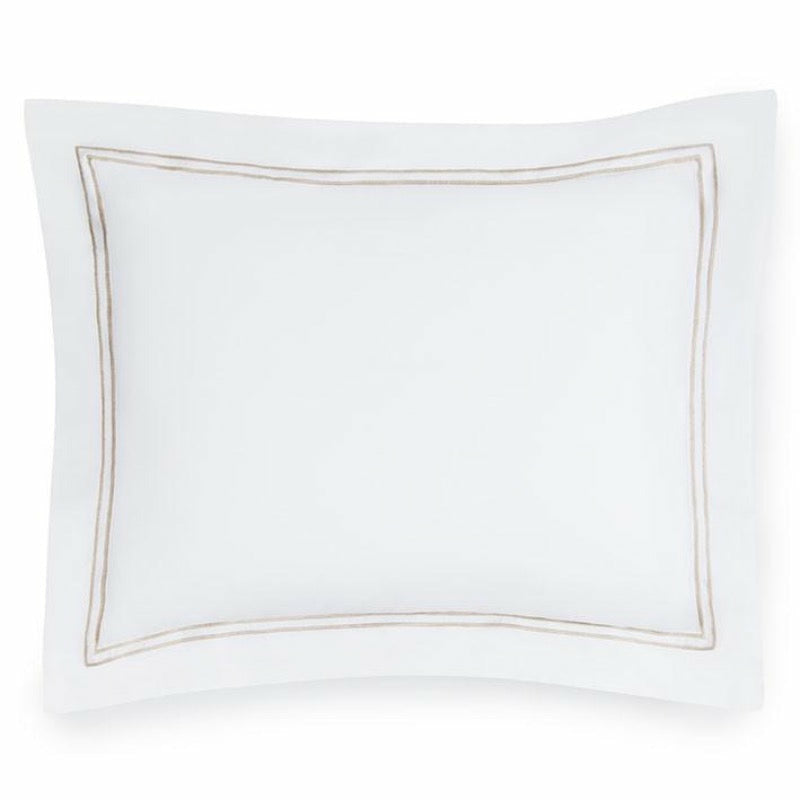 Sferra Grande Hotel Collection Shams White/Taupe Fine Linens