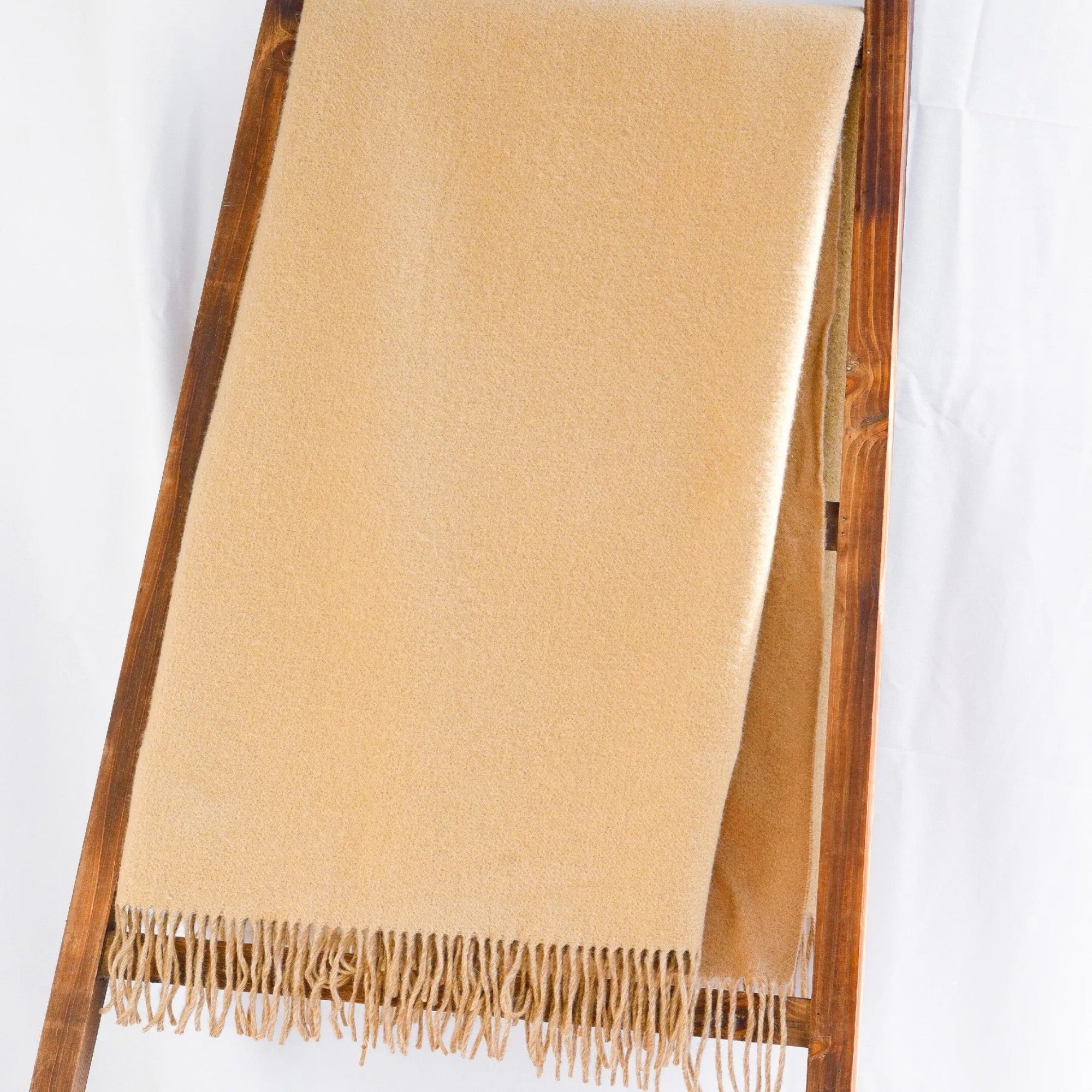 Hanging Alashan 100% Cashmere Double Faced Essential Throw Camel/Apricot Fine Linens