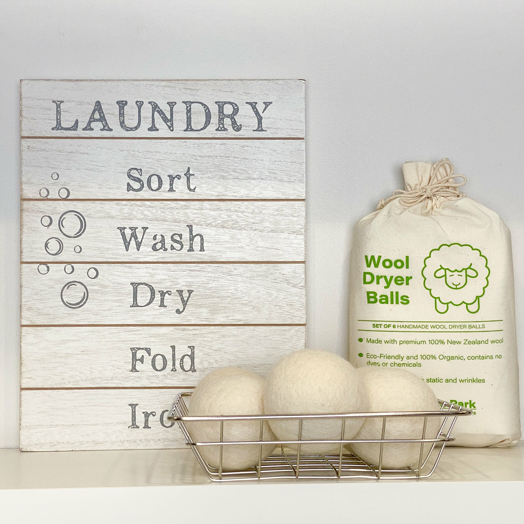 Reusable Wool Eco Dryer Balls-Set of 6- Hand felted 100% wool