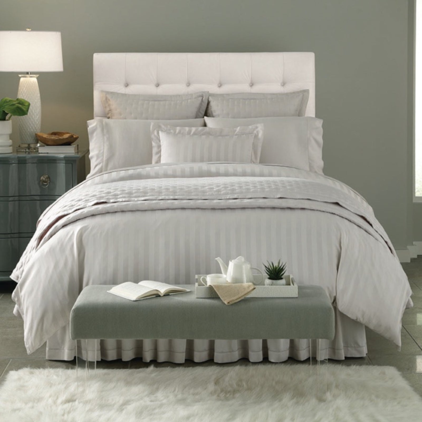 Home Treasures Athens Bedding Lifestyle Stripe Ivory Fine Linens