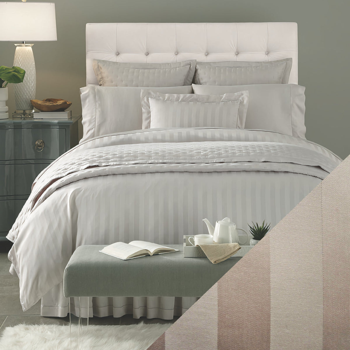 Home Treasures Athens Bedding Lifestyle Stripe Candlelight Fine Linens