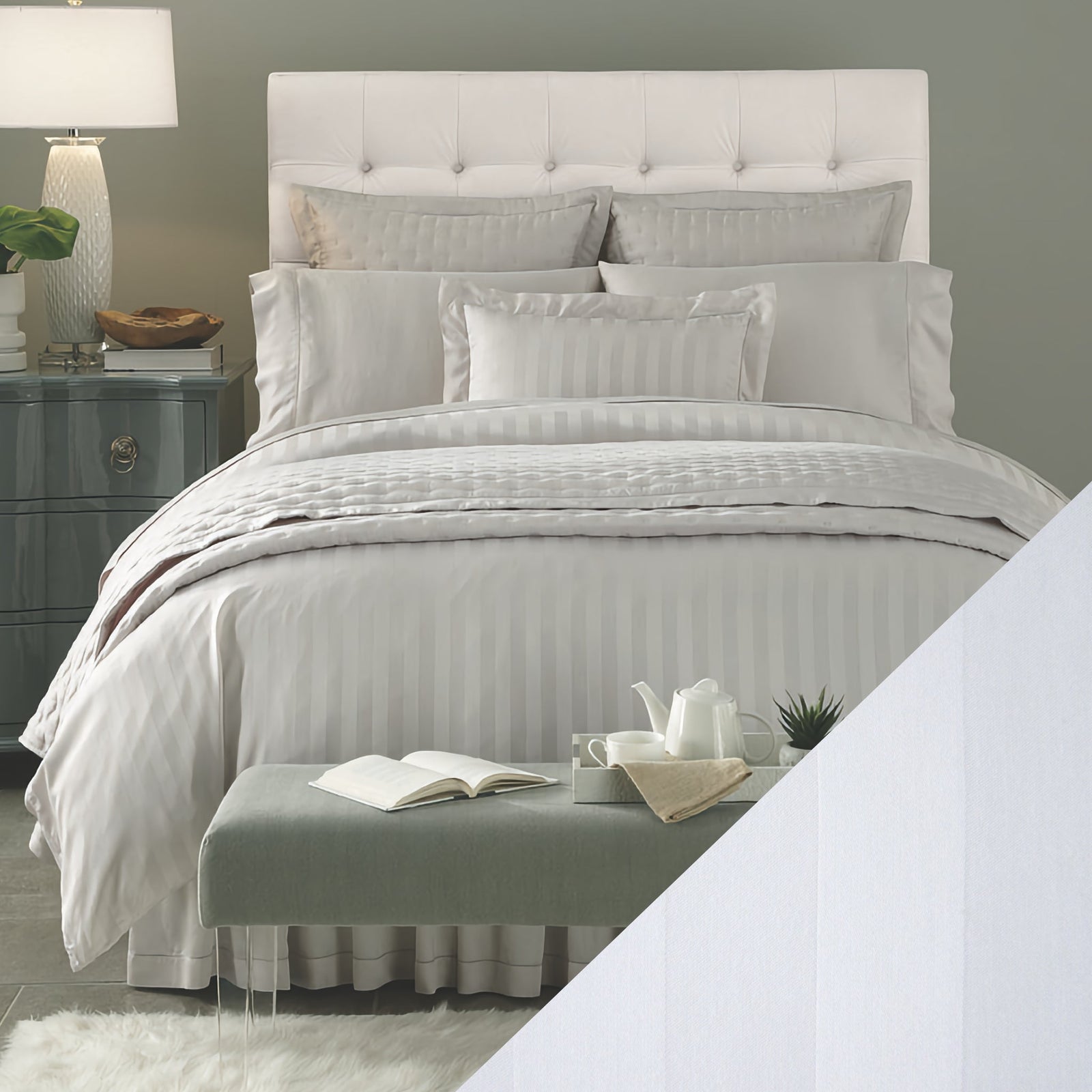 Home Treasures Athens Bedding Lifestyle Stripe White Fine Linens