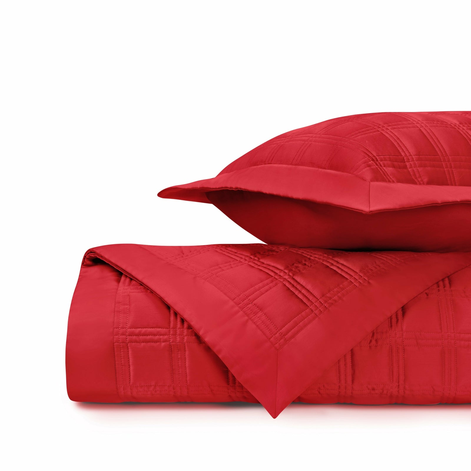 Home Treasures Block Quilted Bedding Bri Red Fine Linens