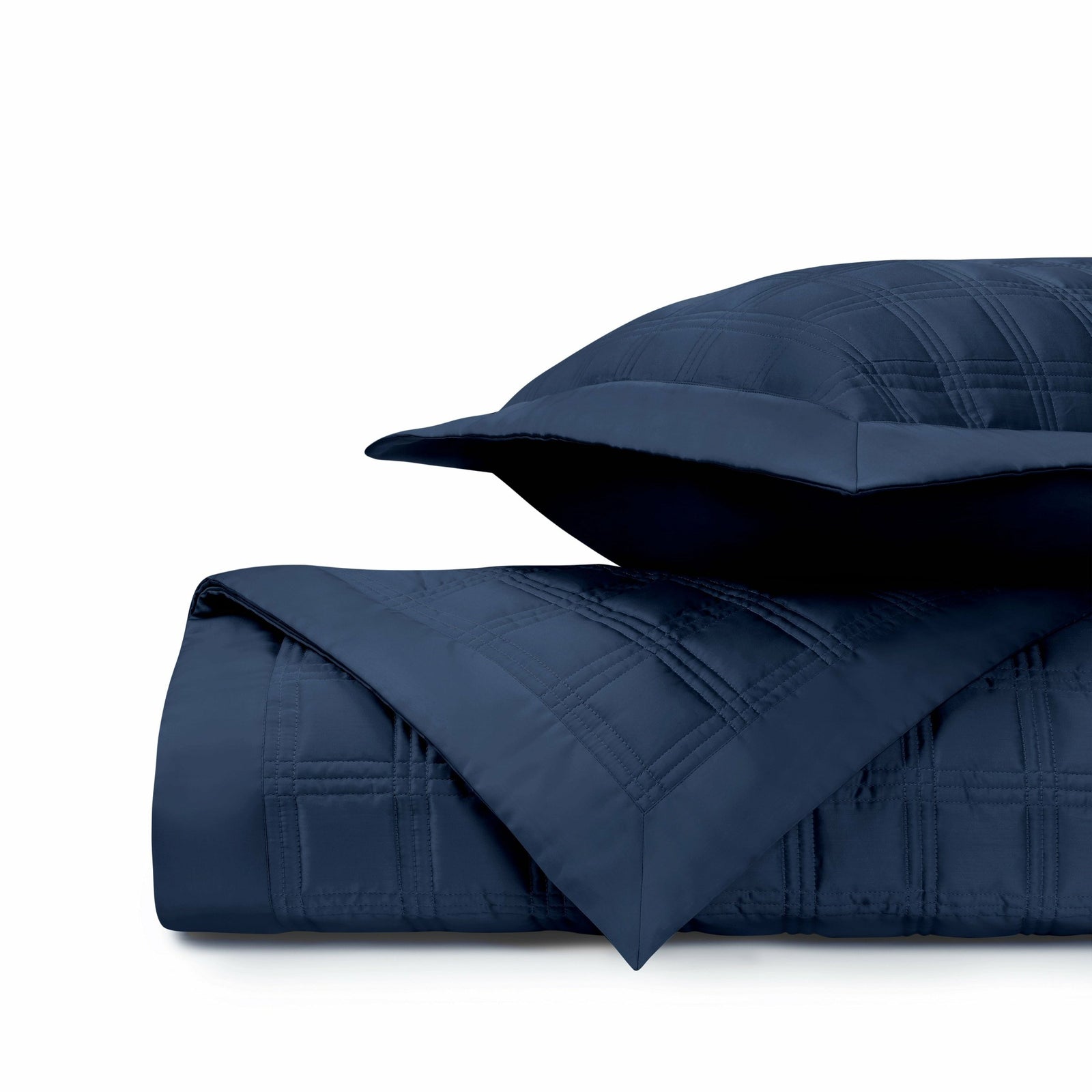 Home Treasures Block Quilted Bedding Navy Blue Fine Linens